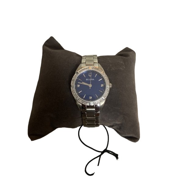 Bulova 96R243 (MSRP $595) Blue Mother-of-Pearl Dial Stainless Ladies Watch - Picture 1 of 16